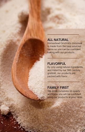 Homestead Gristmill Stone Ground White Cornmeal - Non-GMO, Chemical-Free Finely Ground Corn Meal- Long Shelf Life - Made In The USA - 10 Pounds