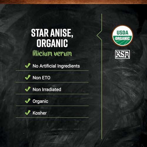 Frontier Co-op Organic Whole Star Anise 1lb - Dried Whole Star Anise Pods