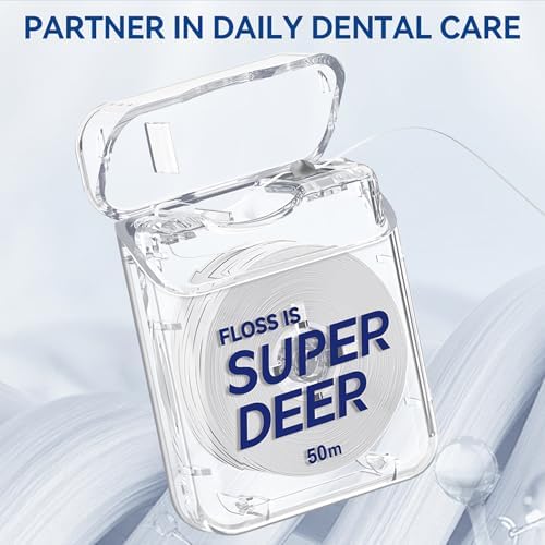 Super Deer Flat Dental Floss - Mint, PTFE Floss, Gentle on Gums, Expands & Stretches,Plaque Remover for Teeth, Shred Resistant, Floss Slides Smoothly, Easy to Use, 55 yd (2)