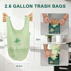 2.6 Gallon 100 Count,Compostable Bags Handle Tie,Tear Resistant Kitchen Food Scrap Waste Bag, ASTM D6400, US BPI and Europe OK Compost Home Certified