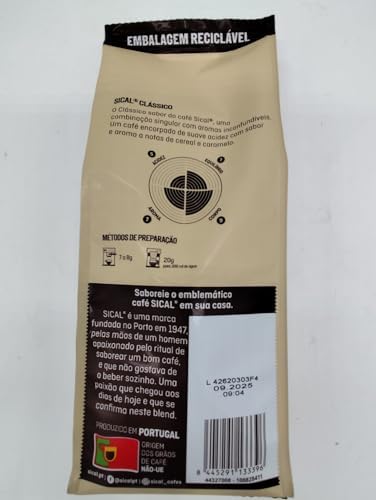 Sical Clássico Portuguese Ground Coffee, 5 Estrelas Blend, 7.7 oz (220g) – Pack of 1