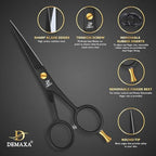 5" Professional Beard Scissors for men Mustache Scissors with 1 Mustache Comb, 1 Beard Comb & Soft Pouch – Prefect Beard shears mustache kit for All Facial Hair – moustache Grooming kit for Men