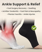 KEMFORD Ankle Compression Sleeve - 1-Pair, Plantar Fasciitis Braces - Open Toe Compression Socks for Swelling, Sprain, Neuropathy, Foot Arch Support for Men and Women - 20-30mmhg, 2XL, Black