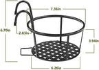 CADANI Iron Hanging Plant Holder Over The Rail Metal Fence Planters, Hanging Bucket Flower Pot Holder for Patio Balcony Outdoor Plants - Pack of 6 (Black)