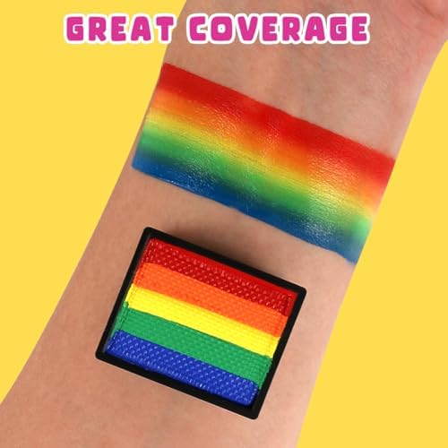 Bowitzki 10g Split Cake Face Paint Professional For Adults One Stroke Split Cake Non Toxic Rainbow Flora Dolphin Unicorn Flame Body Paint Makeup (Rainbow)