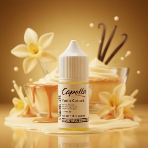 Capella Flavors Vanilla Custard Flavor Concentrate – 30 mL | Smooth, Creamy Vanilla Dessert Flavoring, Water-Soluble, No Sugar or Calories, Made in USA