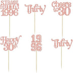 Gyufise 30Pcs Happy 30th Birthday Cupcake Toppers Glitter Thirty Straight Outta 1996 Cupcake Picks Cheers to 30 Fabulous Cake Decorations for Happy 30th Birthday Anniversary Party Supplies Rose Gold