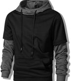Men's Hoodies Novelty Color Block Pullover Slim Fit Long Sleeve Workout Hooded Sweatshirts Mock Neck Casual Fall Coat