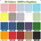 400 Pack Cocktail Napkin - 20 Pack × 20 Colors - Unfolded 10 x 10 Inch Disposable Napkin Paper for Cocktail Napkins, for Wedding, Birthday Party Dessert Wine Paper Napkins