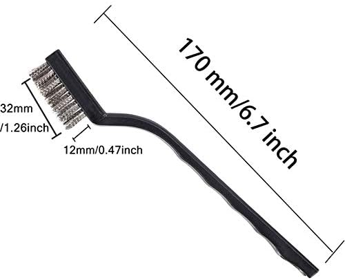 Wire Brush Set 3Pcs - Stainless Steel ,Curved Handle Scratch Brush Wire Bristle for Cleaning Welding Slag ,Rust,Dirt (Stainless Steel)