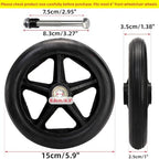 Covzoe 4 Pack 6 Inch Wheelchair Wheels Replacement, Anti Slip Solid Walker Wheels with 4 Axles, Heavy Duty Caster Roller Wheel Wheelchair Front Wheel Accessories, Safe Rolling for Most Floors, Black