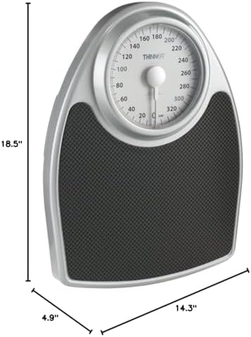 Thinner by Conair Scale for Body Weight, Analog Bathroom Scale in Black