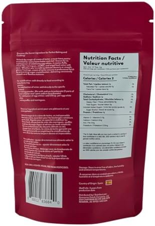 AROMACRAVE Cream of Tartar Powder, High-Purity Potassium Bitartrate for Baking & Cooking, Stabilizes Egg Whites, Prevents Sugar Crystallization, Leavening Agent for Fluffy Baked Goods (8 Ounce)