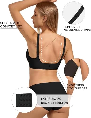Women's Jelly Push Up Wireless Full Coverage Bra, No Underwire Comfort Support Seamless T-Shirt Everyday Bras