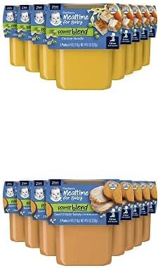 Gerber Baby Food 2nd Foods, Dinner, Chicken Noodle Puree and Sweet Potato & Turkey Puree, 4 Ounce Tubs, 2-Pack (Pack of 16)