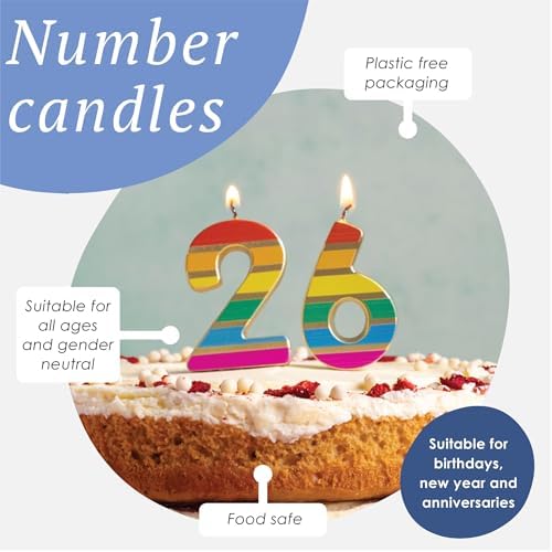Talking Tables Number 1 1st Birthday Candle for Cakes Rainbow Cake Topper Decoration Premium Quality Numeral 1 Candles Anniversary