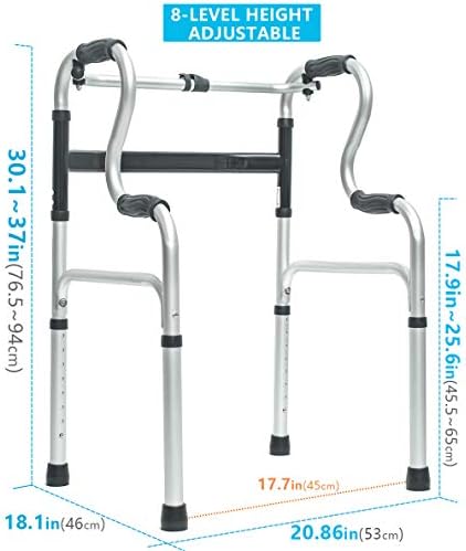 Folding Walker with Wheels,Stand-Up Aid,Portable,Lightweight,Aluminum Alloy