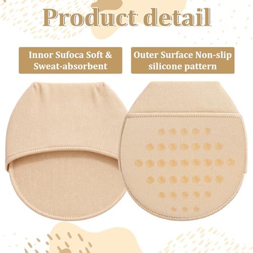 6 Pairs Ball of Foot Cushion Socks, No Show Liner Half Sock for Women Non-Slip Seamless Sandal Flat Socks Womens Toe Cover with Padding Toe Topper Liner Sock for Women Flats High Heels