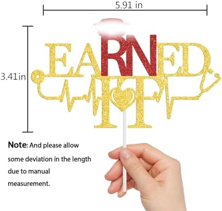 Earned It Cake Topper Gold Red Glitter, Congrats Rn Cake Topper, Future Nurse Graduation Decorations, Congrats Nurse, Medical School Graduation Party Supplies, Nurse Party Decorations