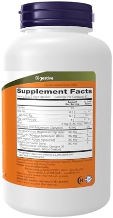 NOW Foods Supplements, Candida Support with Pau D'Arco, Oregano Oil, Black Walnut & Caprylic Acid, 180 Veg Capsules