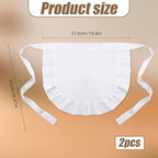 2 Pcs Women's White & Black Half Maid Apron - Cosplay Waist Maid Apron, Cooking French Retro Waitress Half Aprons, Ruffle Puffy Pleated French Maids Aprons for Cooking, Waitress, Party & Kitchen