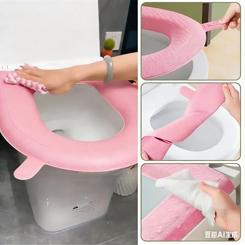 Waterproof Toilet Seat Cushion, 2026 New Toilet Seat Cover Pads - Soft Reusable EVA Cushion with Non-Slip Velcro. Universal, Washable & Portable for Home, Travel, Seniors Comfort. (Gray 2psc)