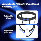 Adjustable Three-Way Anti-Slip Male Chastity Cage Belt - High Elasticity Chastity Device Accessory Elastic Band Chastity Strap with Heart-Shaped Buckle for Sissy Cock Cage BDSM Sex Toy for Men - Black