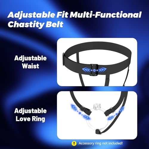 Adjustable Three-Way Anti-Slip Male Chastity Cage Belt - High Elasticity Chastity Device Accessory Elastic Band Chastity Strap with Heart-Shaped Buckle for Sissy Cock Cage BDSM Sex Toy for Men - Black