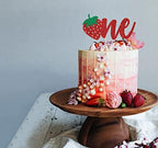 Red Glitter Strawberry One Cake Topper, Berry 1st Birthday/A Sweet Little Berry is on the Way, StrawberryThemed Baby's 1st Birthday Baby Shower Party Supplies