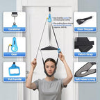 glitz Upgraded Neck Stretcher & Cervical Traction Device with Ratchet System – 50-200N Adjustable Over-Door Traction for Pain Relief & Spinal Decompression, Force-Limited Easy-Release Pull Cord