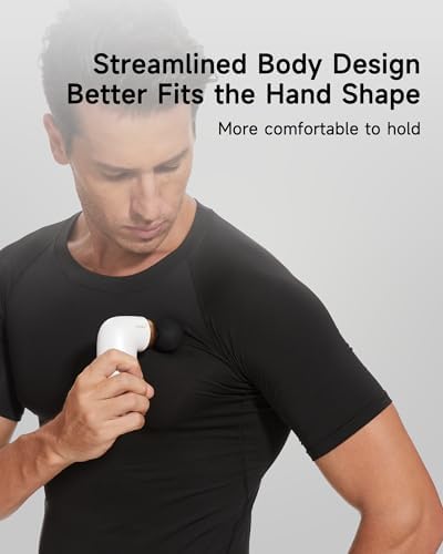 A1 Super Mini Massage Gun, Percussion Deep Tissues Muscle Massager, Compact Sports Travel Massage Gun, Portable Handheld Massager for Office, Home, Athletes(White)
