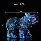 2.5" Rainbow Fluorite Crystal Elephant Decor Gemstone Hand Carved Animal Healing Statue Craft Home Office Gifts