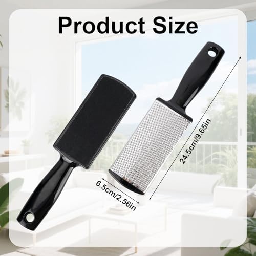 2pcs Dual-Sided Foot Files, Stainless Steel Callus Remover Foot Rasp Scrubber Professional Pedicure Tools for Hard & Dead Skin (Black)
