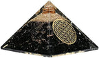 Amazing Gemstone Large Black Tourmaline Orgone Pyramid Crystal, Flower of Life Orgonite Pyramid - Positive Energy Healing