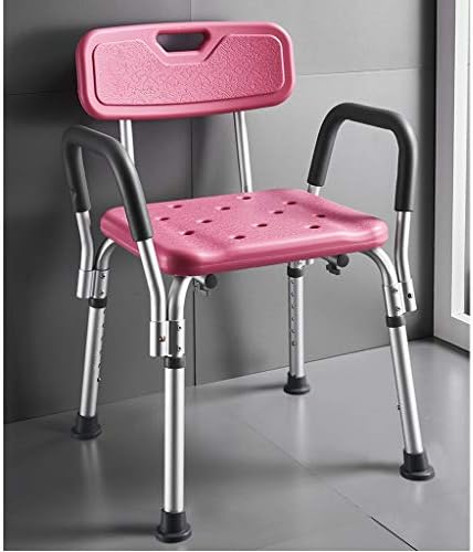 Economy Shower Chairs for The Elderly or Disabled with Arms and Back - Adjustable Shower Bench, Bariatric Rated Bath Seat for Larger Users, Pink