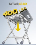 Folding Shower Chair for Inside Shower, 400lbs Foldable Shower Stools, Portable Travel Shower Seat, Stainless Steel Small Shower Chair for Seniors, Disabled, Adults, Gray