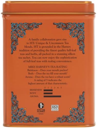 Harney & Sons Caffeinated Hot Cinnamon Sunset Black Tea with Orange and Cloves Tin 20 Sachets (Pack of 1)