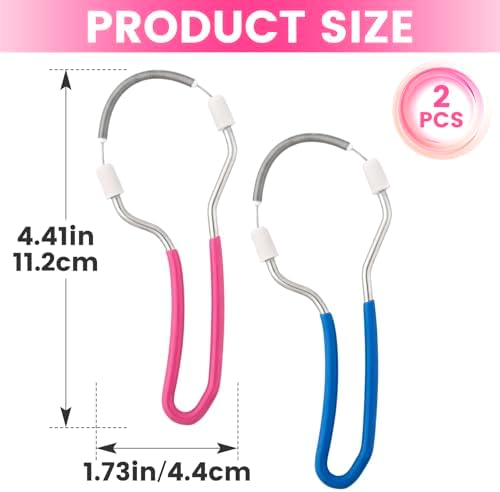 2pcs Manual Facial Hair Remover, Portable Stainless Steel Spring Epilator, Mild Facial Threading Hair Remover for Women Men - Blue, Pink