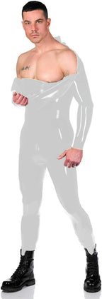 Double Shoulder Zipper Jumpsuit for Men, Full Body,100% Latex, Tight, Rubber Catsuit Costume