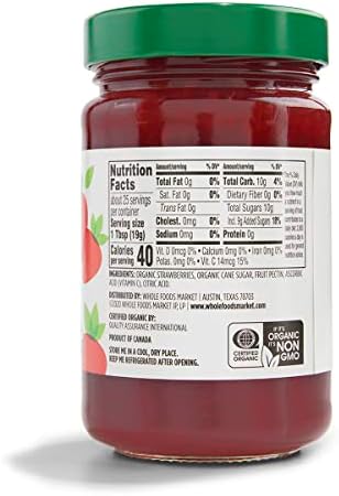 365 by Whole Foods Market, Organic Strawberry Fruit Spread, 17 Ounce, Red