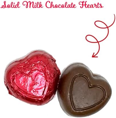 Chocolate Heart Candy, Wedding Favors, Individually Wrapped Red Foil Milk Chocolate Hearts 16 Ounce, Red Candy (About 45 Pieces)