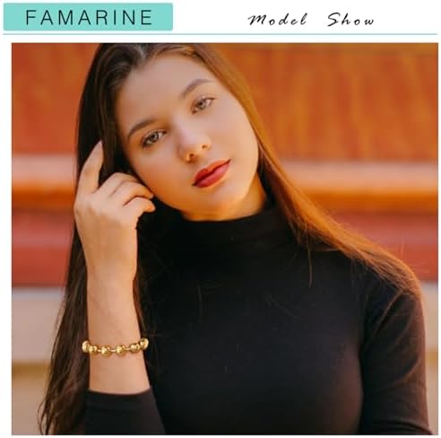 FAMARINE Gold Silver Chunky Bangle Bracelet for Women Men