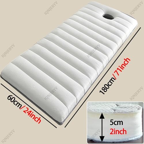 High Density Foam Massage Table Topper with Face Hole - Non-Slip Lash Bed Mattress Pad, Thick Spa Cushion with Elastic Bands for Estheticians(White,71x24x2in)