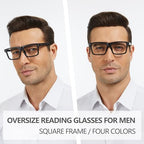Reading Glasses for Men - 4 pack Classic Square TR Frame Readers with Spring Hinge