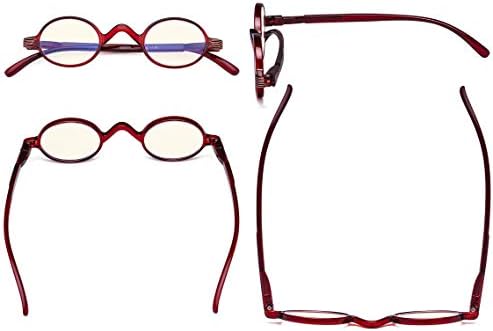 Eyekepper Blue Light Filter Glasses - Computer Reading Glasses - Small Round Blocking Readers Reading with Spring Hinges - Red +2.50