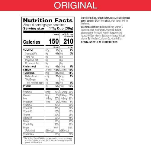 Kellogg's Special K Breakfast Cereal, Family Breakfast, Fiber Cereal, Large Size, Original, 12oz Box (1 Box)