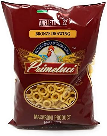 Primeluci Anelletti Durum Wheat Semolina Pasta - 1 lb (Pack of 4)