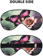 Flower Rose Butterfly Double Side Eye Mask, Adjustable Strap Eye Mask, Eye Sleep Shade Cover, Blocks Light Eye mask