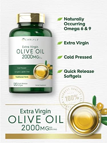 Carlyle Olive Oil Extra Virgin 2000mg | 120 Softgel Capsules | Cold Pressed | Non-GMO & Gluten Free Herbal Supplement