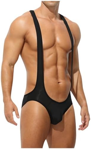 Men's Leotard Underwear Sexy One-Piece Bodysuit Lingerie Stretch Jockstrap Wrestling Singlet Thong Jumpsuits